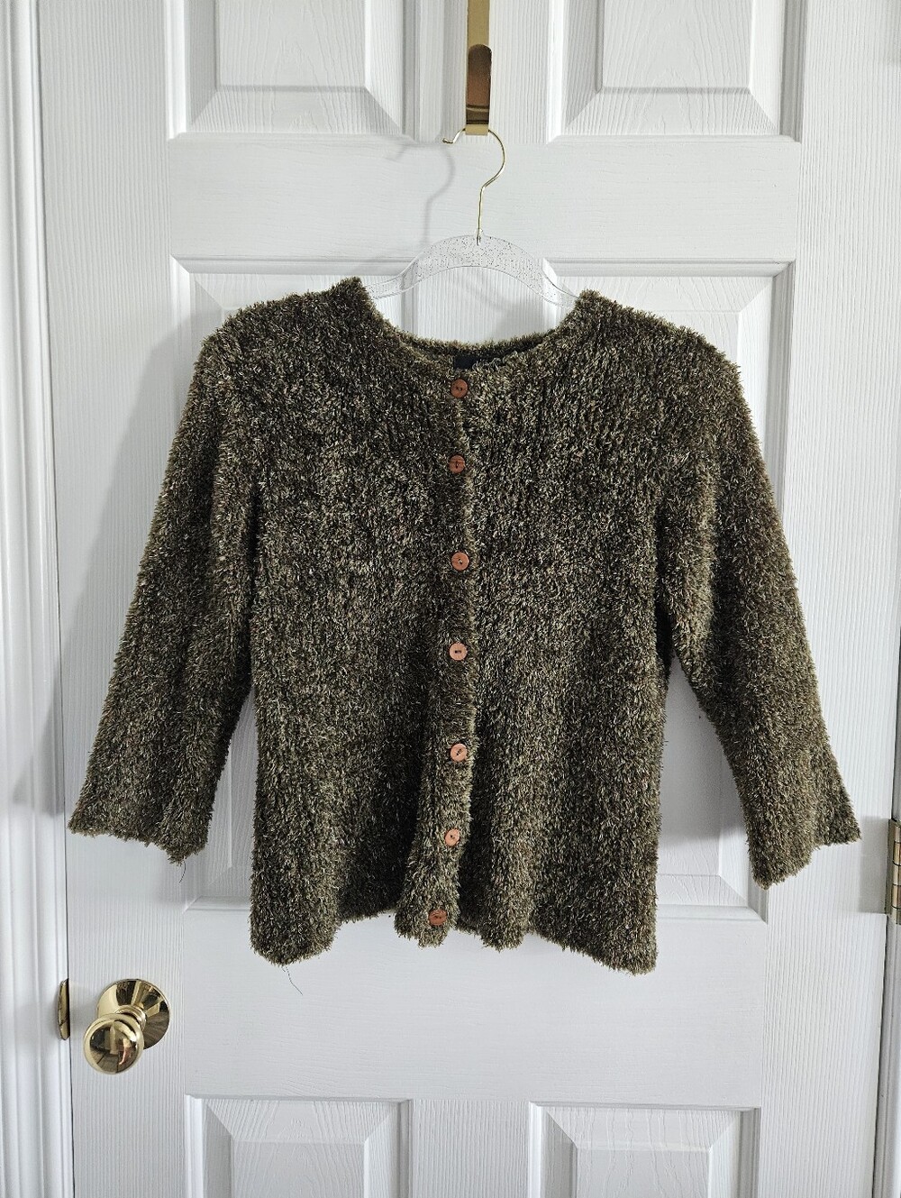 NWOT Vintage Kenzie/Kensie Shaggy Eyelash Knit Crewneck Button Front Cardigan